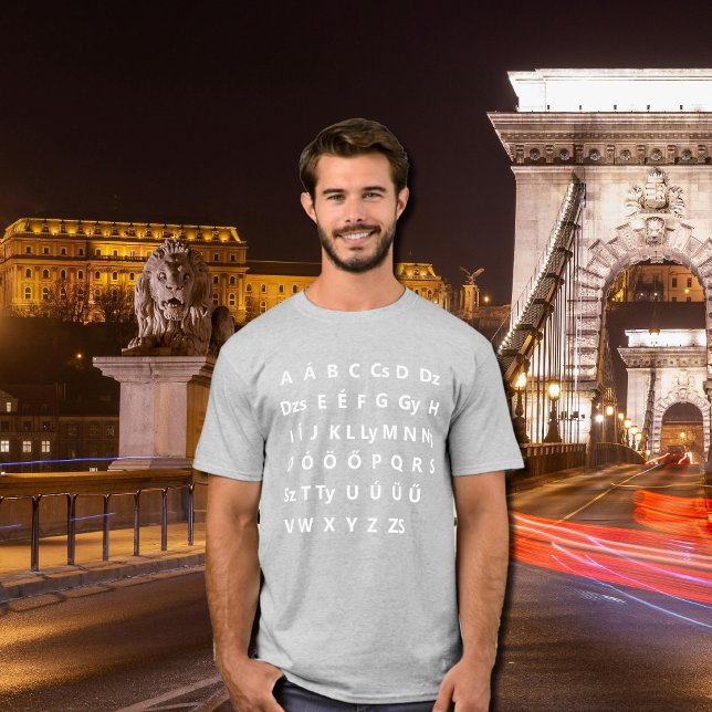 Hungarian alphabet -  white fonts T-Shirt (Creator Uploaded)