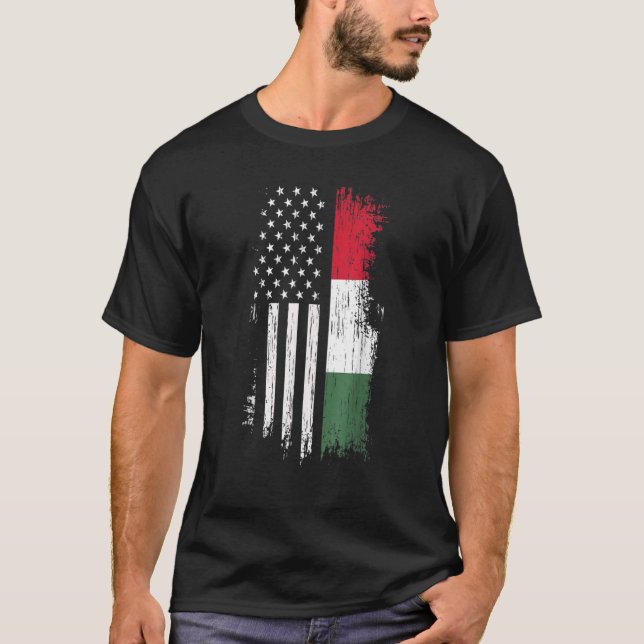 Hungarian American Flag   Pride Hungary Usa T-Shirt (Front)