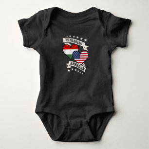 Hungarian American Heart Flags Hungary America Baby Bodysuit