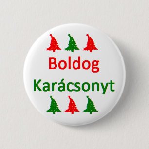hungarian boldog karacsonyt 6 cm round badge