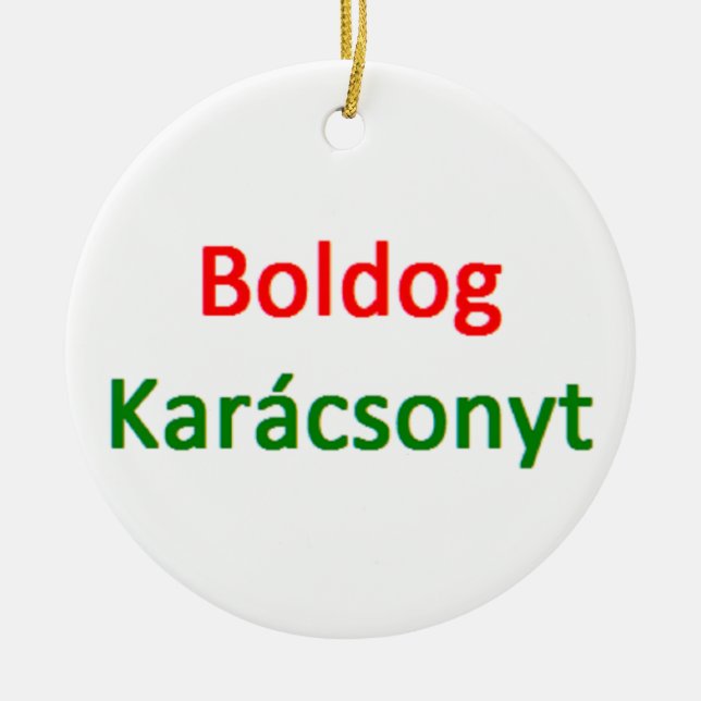 hungarian boldog karacsonyt ceramic tree decoration (Front)