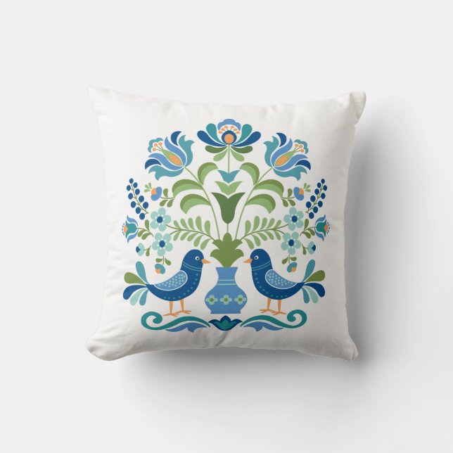 Hungarian Design Blue Birds Cushion (Front)