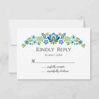 Hungarian Design Blue Birds RSVP Card