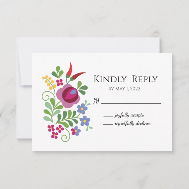 Hungarian Design Red Peppers RSVP Card (Front)