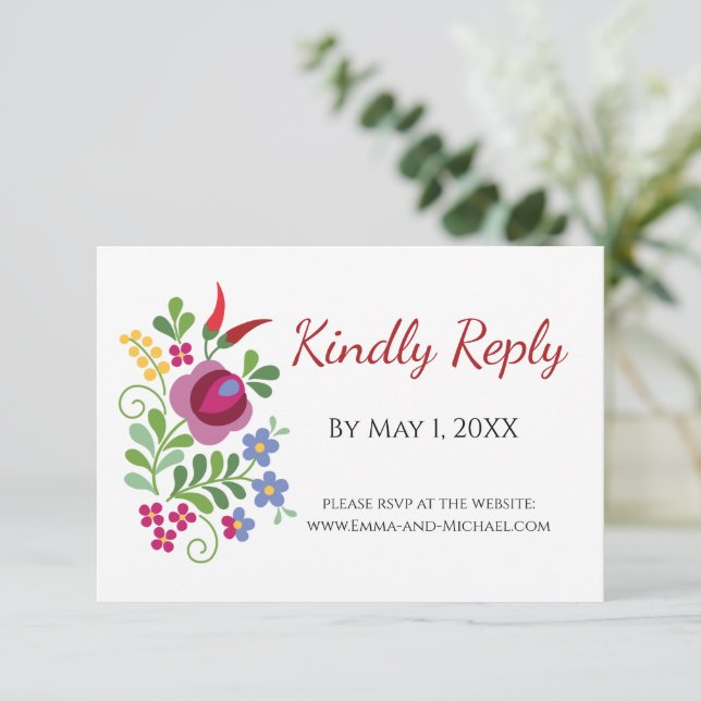 Hungarian Design Red Peppers RSVP Card (Standing Front)