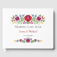 Hungarian Design Red Peppers Wedding Guest Book