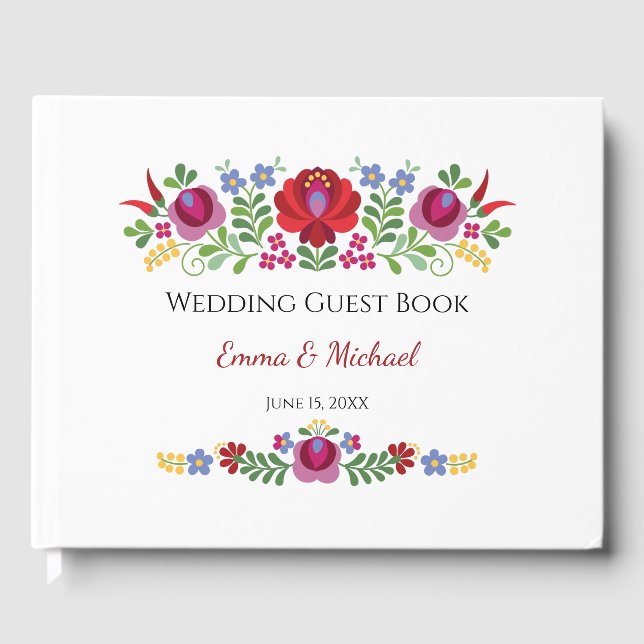 Hungarian Design Red Peppers Wedding Guest Book (Front)