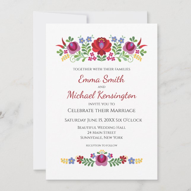 Hungarian Design Red Peppers Wedding Invitation (Front)