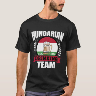 Hungarian Drinking Team Funny Hungary Flag Beer Pa T-Shirt