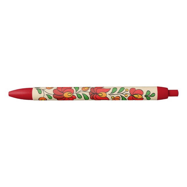 Hungarian Embroidery Pattern, "Matyó" Blue Ink Pen (Front)
