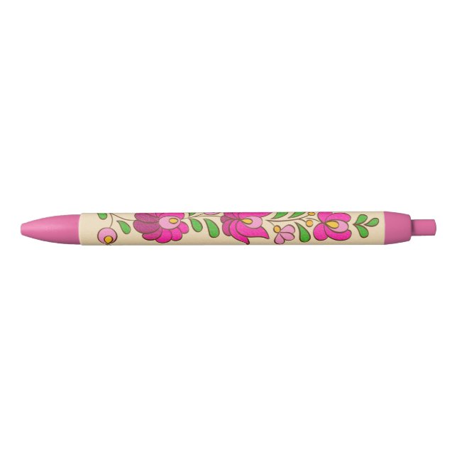 Hungarian Embroidery Pattern, "Matyó" Blue Ink Pen (Front)
