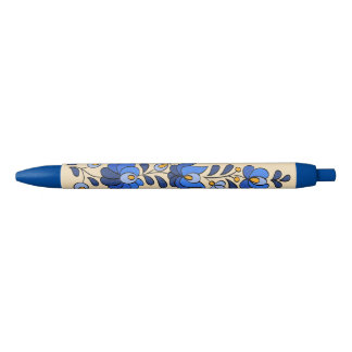 Hungarian Embroidery Pattern, "Matyó" Blue Ink Pen