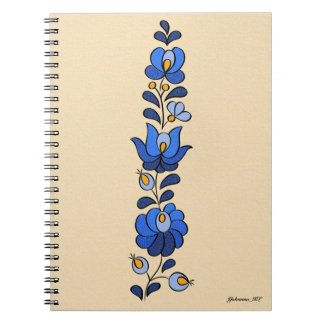 Hungarian Embroidery Pattern, "Matyó" - blue Notebook