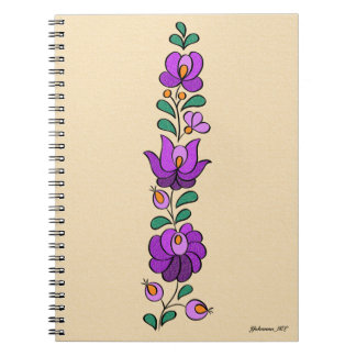 Hungarian Embroidery Pattern, "Matyó" - purple Notebook