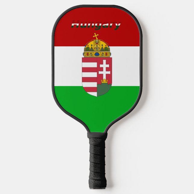 Hungarian flag-coat of arms pickleball paddle (Front)