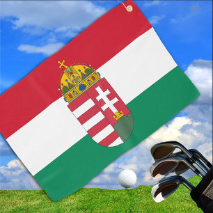 Hungarian Flag, Emblem & Hungary golf /sports Towel