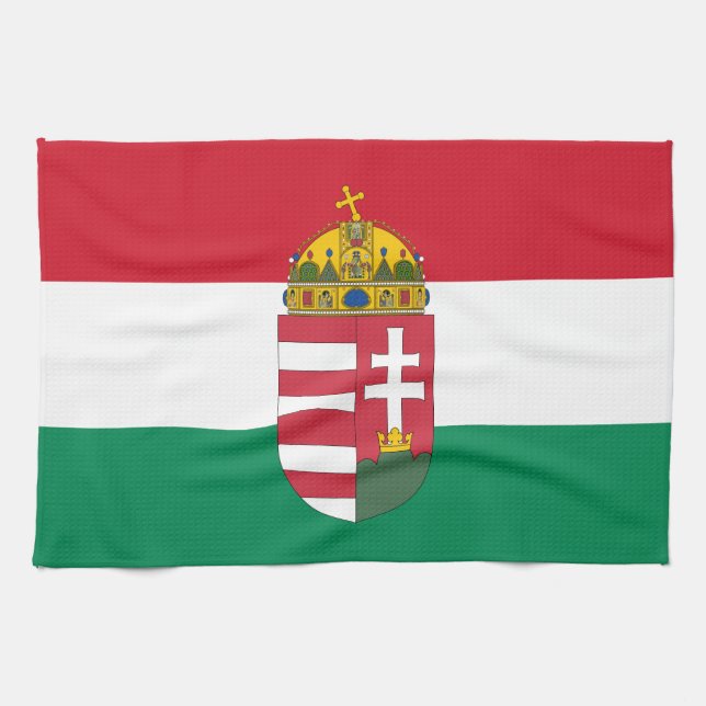Hungarian Flag, Emblem & Hungary kitchen /cooking Tea Towel (Horizontal)