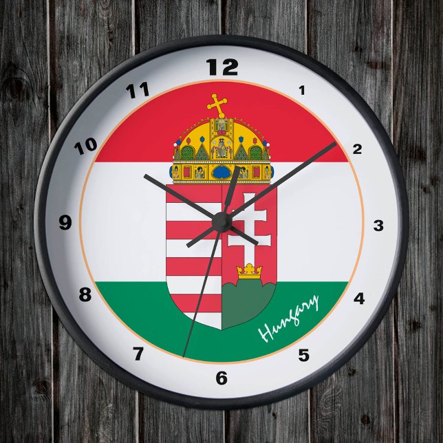 Hungarian Flag, Emblem & Hungary trendy fashion Round Clock (Creator Uploaded)