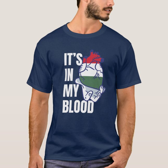 Hungarian Flag Heart Blood Veins Hand Hungary T-Shirt (Front)