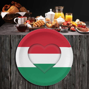 Hungarian Flag & Heart, Hungary - party /sports Paper Plate