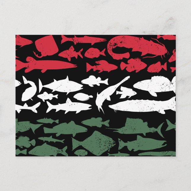 Hungarian Flag Made of Fish – Fishing Design Holiday Postcard (Front)