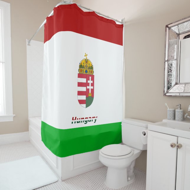 Hungarian flag shower curtain (In Situ)