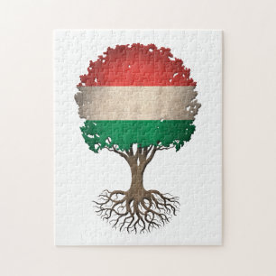 Hungarian Flag Tree of Life Customisable Jigsaw Puzzle