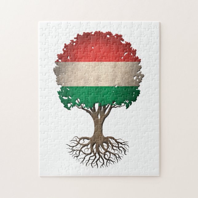 Hungarian Flag Tree of Life Customisable Jigsaw Puzzle (Vertical)
