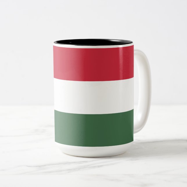 Hungarian Flag Two-Tone Coffee Mug (Front Right)