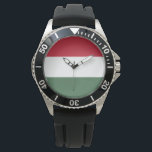 Hungarian Flag Watch<br><div class="desc">This design features the national flag of Hungary (known in Hungarian as Magyarország), which is a country in Central Europe. Hungary borders Slovakia to the north, Ukraine to the northeast, Romania to the east and southeast, Serbia to the south, Croatia and Slovenia to the southwest and Austria to the west....</div>