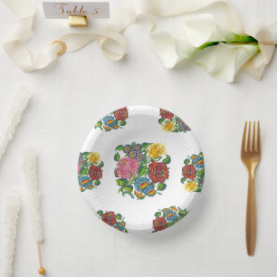 Hungarian Floral - kalocsai motifs  Paper Plate