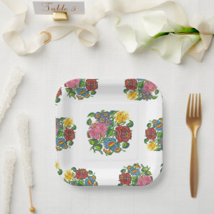 Hungarian Floral - kalocsai motifs Paper Plates