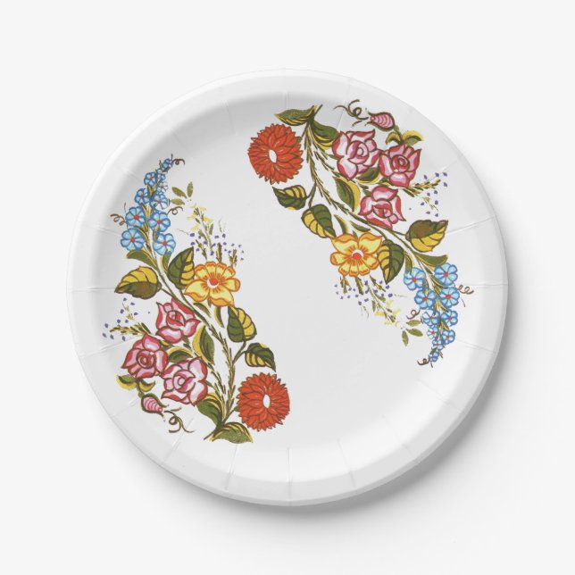 Hungarian Floral Paper Plate (Front)