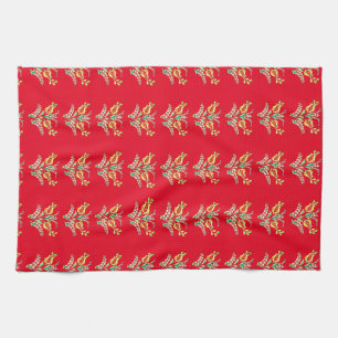 Hungarian floral pattern in vibrant colours tea towel