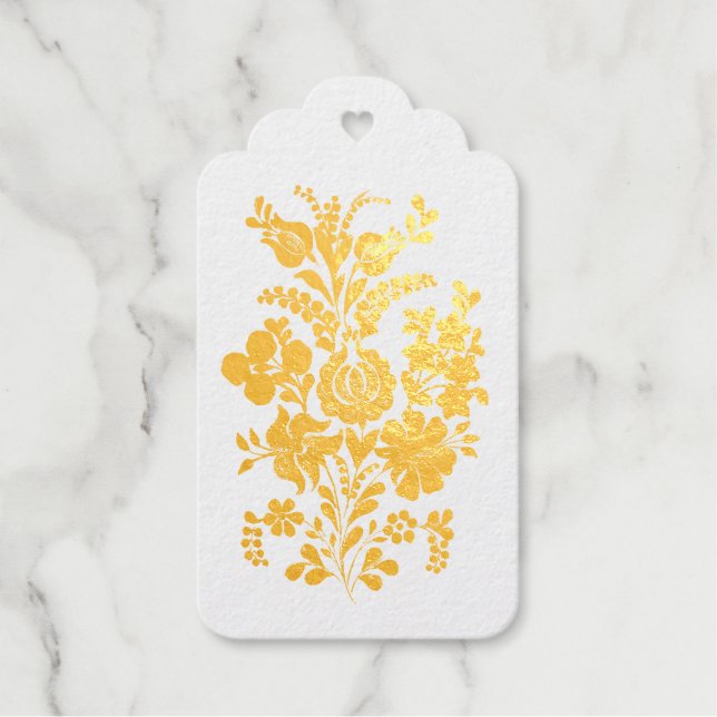 Hungarian flowers - golden gift tags (Front)