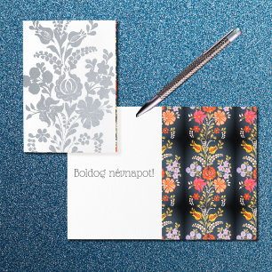 Hungarian flowers -  luxury silver foil card