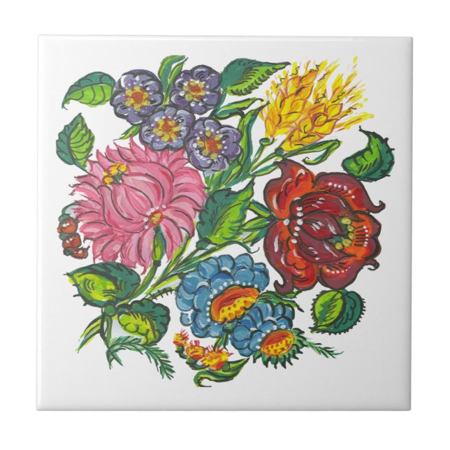 Hungarian flowers tile (Front)
