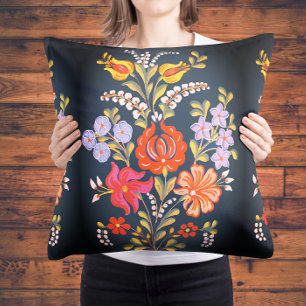 hungarian flowers -vibrant colours  cushion
