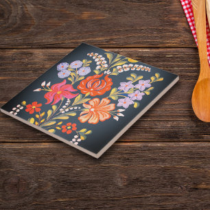 hungarian flowers -vibrant colours tile