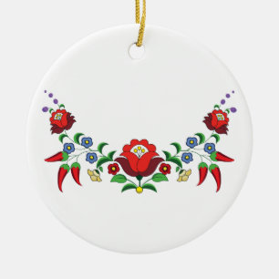 Hungarian folk art floral  ceramic tree decoration
