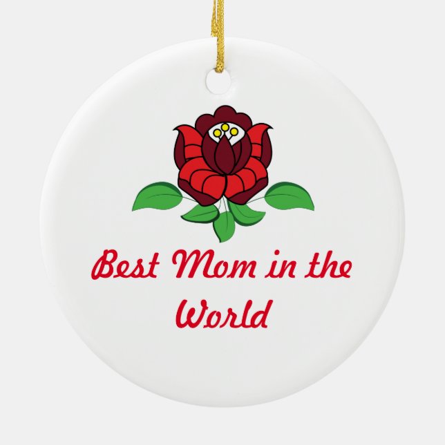 Hungarian folk art floral personalised ceramic tree decoration (Back)