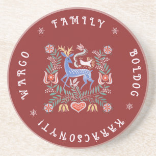Hungarian Folk Art Merry Christmas Coaster
