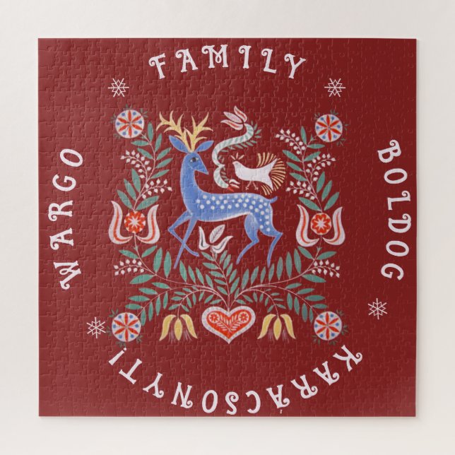 Hungarian Folk Art Merry Christmas Jigsaw Puzzle (Vertical)