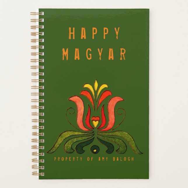 Hungarian Folk Art Orange Tulip Planner (Front)
