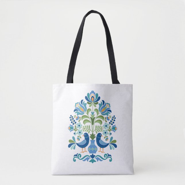 Hungarian Folk Design Birds Tote Bag (Front)