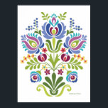 Hungarian Folk Design Blue and Purple Flowers Poster<br><div class="desc">This is an image inspired by the beautiful folk designs of Hungary.</div>