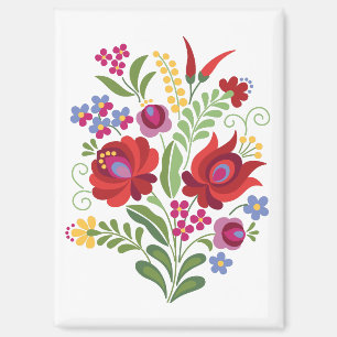 Hungarian Folk Design Red Peppers Magnet