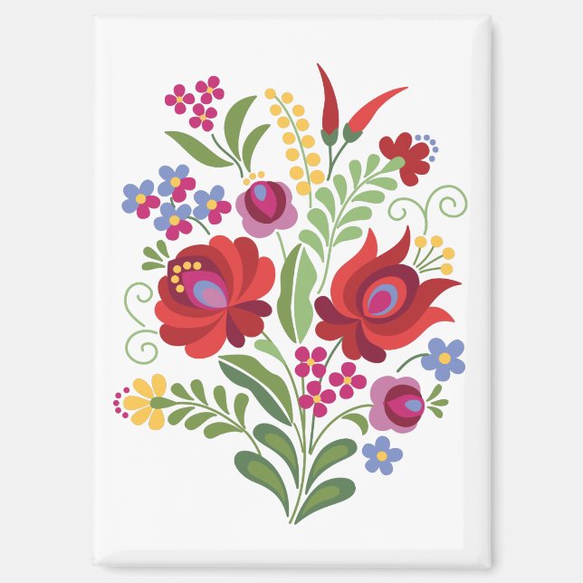 Hungarian Folk Design Red Peppers Magnet (Front)