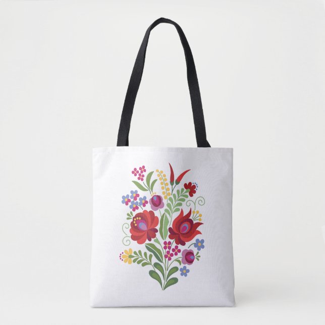 Hungarian Folk Design Red Peppers Tote Bag (Front)