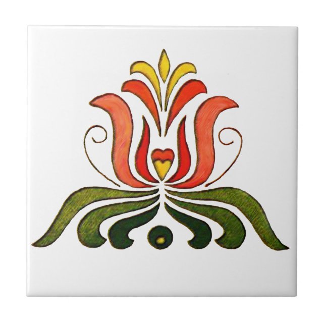Hungarian Folk Flower Tile (Front)